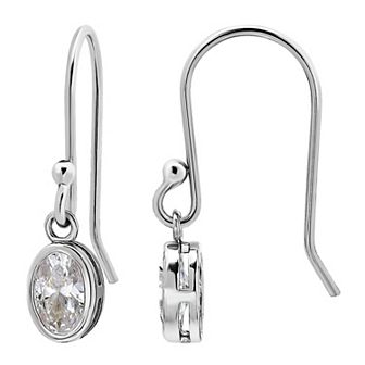 Aleure Precioso Sterling Silver Cubic Zirconia Oval Cut Drop Earrings