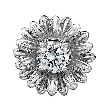 Aleure Precioso Sterling Silver Cubic Zirconia Daisy Stud Earrings