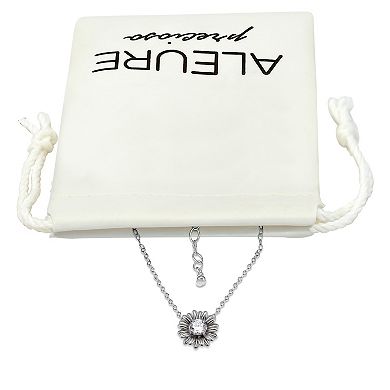 Aleure Precioso Sterling Silver Cubic Zirconia Daisy Necklace