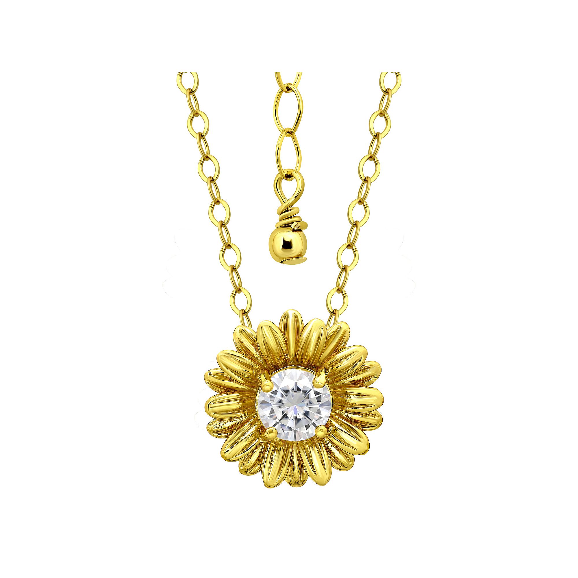Aleure Precioso Sterling Silver Cubic Zirconia Daisy Necklace, Womens, Si