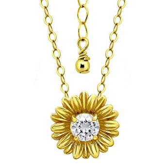 Aleure Precioso Sterling Silver Cubic Zirconia Daisy Necklace