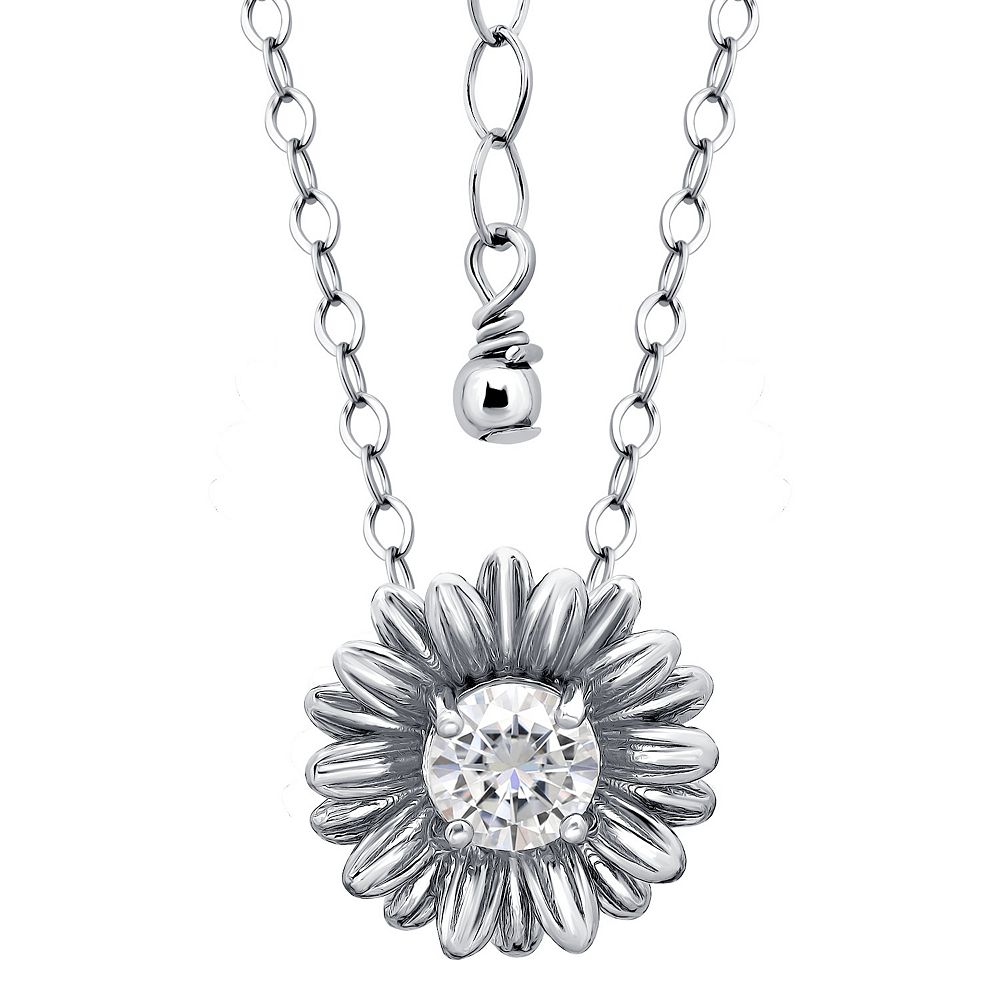 Aleure Precioso Sterling Silver Cubic Zirconia Daisy Necklace