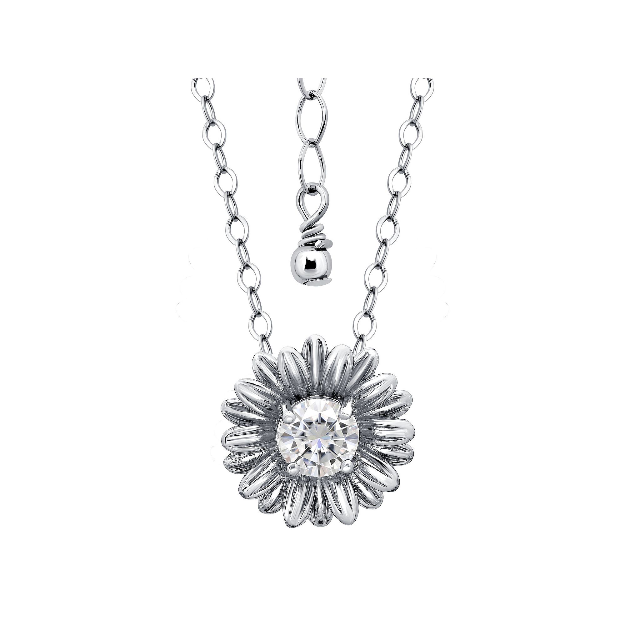 Aleure Precioso Sterling Silver Cubic Zirconia Daisy Necklace, Womens, Si
