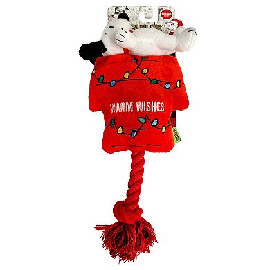 Holiday Peanuts Snoopy Dog House Rope Dog Toy