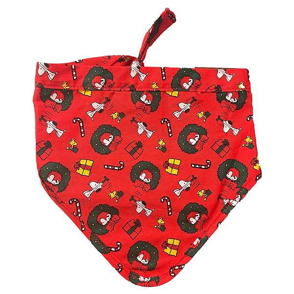 Holiday Peanuts Snoopy Wreath Pet Bandana - Red (S/M)