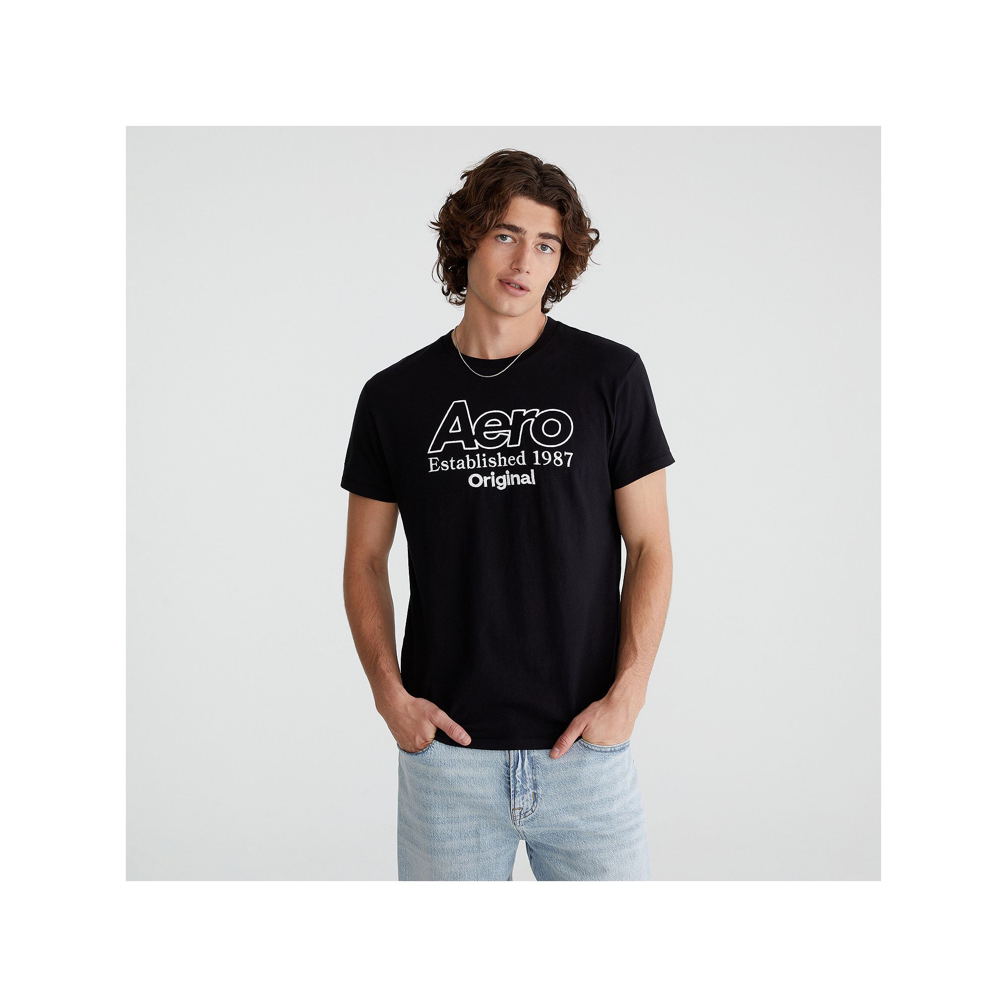 Mens Aeropostale Graphic Tee, Size: Large, Dark Black