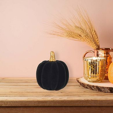 Flocked Pumpkin Tabletop Decor Assortment - Styles May Vary