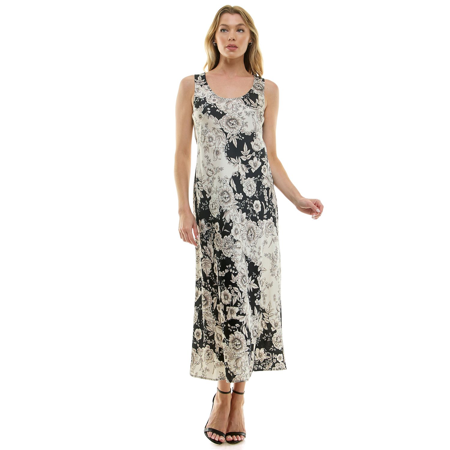 Женское платье Luxology Sleeveless Satin Slip, цвет: Чёрный кремовый серый