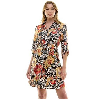 Women's Luxology Johnny Collar Satin Button Front Dress