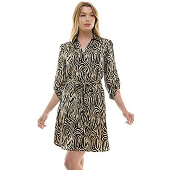 Women's Luxology Johnny Collar Satin Button Front Dress