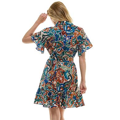 Women's Luxology Button Front Tie-Waist Dress