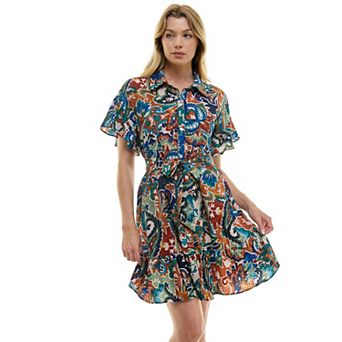 Women's Luxology Button Front Tie-Waist Dress