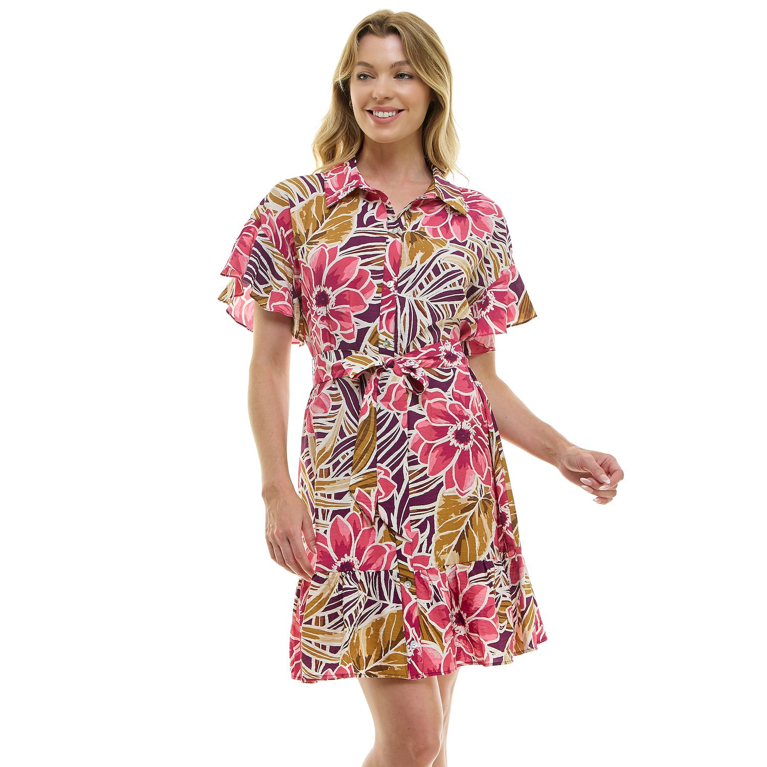 Женские платья Luxology Button Front Tie-Waist Dress