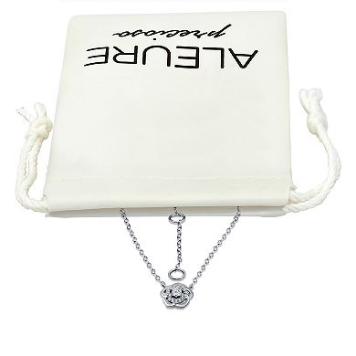 Aleure Precioso Sterling Silver Cubic Zirconia Rosette Necklace