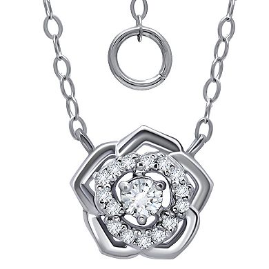 Aleure Precioso Sterling Silver Cubic Zirconia Rosette Necklace