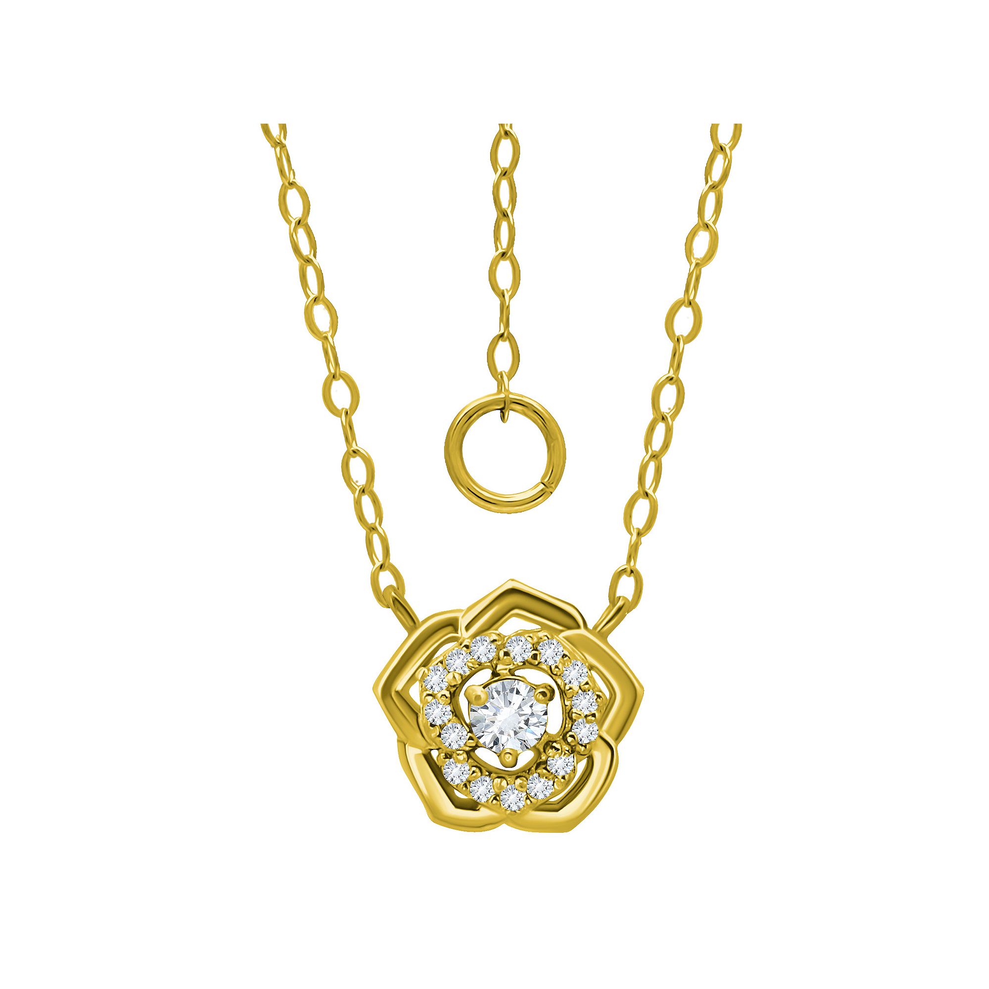 Aleure Precioso Sterling Silver Cubic Zirconia Rosette Necklace, Womens, 