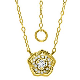Aleure Precioso Sterling Silver Cubic Zirconia Rosette Necklace