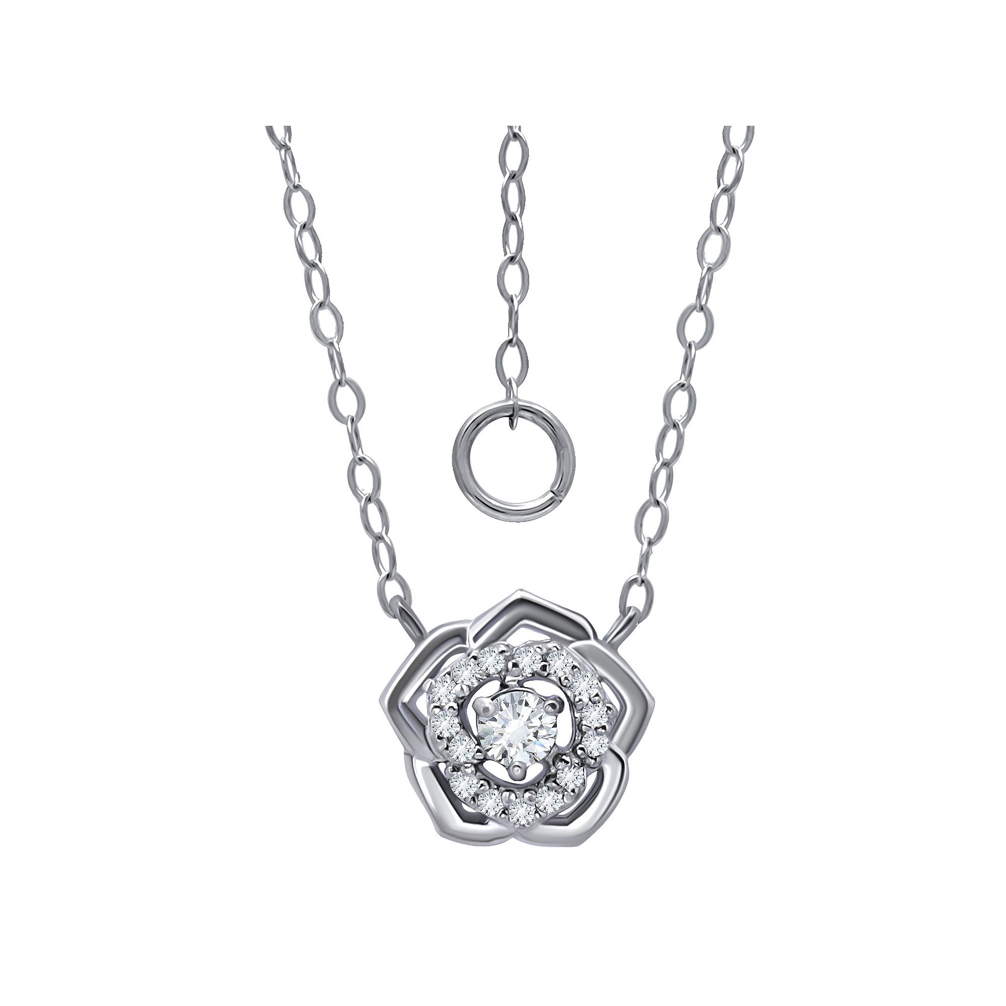 Aleure Precioso Sterling Silver Cubic Zirconia Rosette Necklace, Womens, 