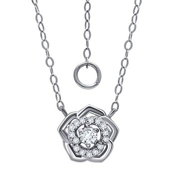Aleure Precioso Sterling Silver Cubic Zirconia Rosette Necklace