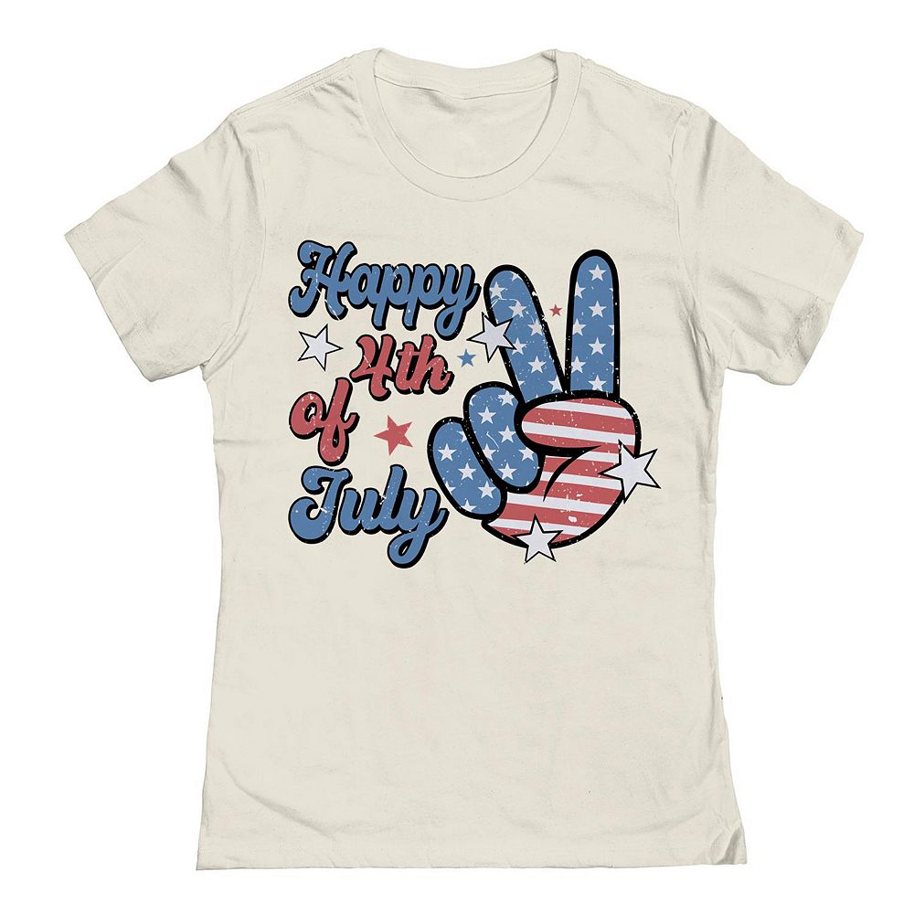 Junior's Happy 4th Of July Patriotic Graphic Tee