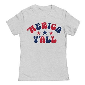 Junior's Merica Yall Patriotic Graphic Tee