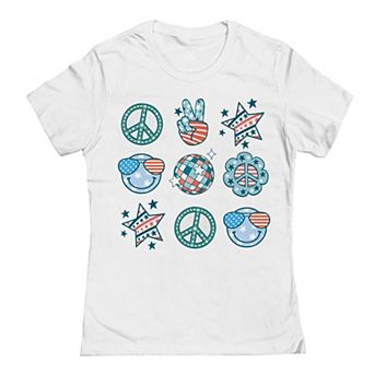 Junior's American Peace Signs Patriotic Graphic Tee