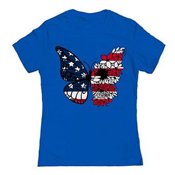 Junior's American Butterfly Patriotic Graphic Tee