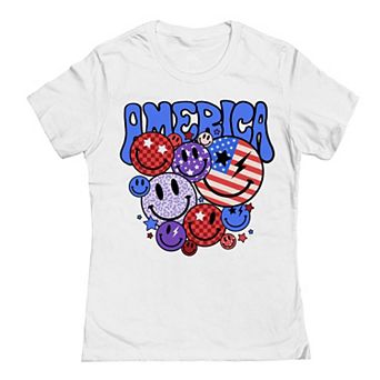 Junior's America Smileys Patriotic Graphic Tee