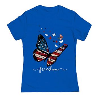 Junior's American Butterflies Patriotic Graphic Tee