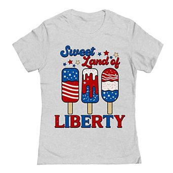 Junior's Sweet Land Of Liberty Patriotic Graphic Tee