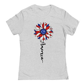 Junior's American Sunflower Patriotic Graphic Tee