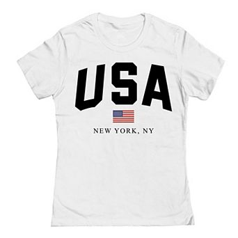 Junior's USA NY Black Patriotic Graphic Tee