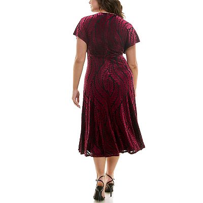 TAYLOR Velvet Burnout Long-Sleeve Plus Size Women store Dress