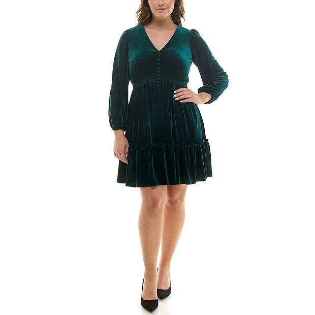 blue elegant dresses for women White Mark Plus Size Long Sleeve Tiered Midi Shirt Dress main image 0