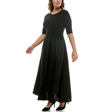 Plus Size Taylor Knit Top Satin Skirt Maxi Dress
