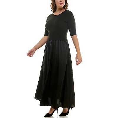 Plus Size Taylor Knit Top Satin Skirt Maxi Dress