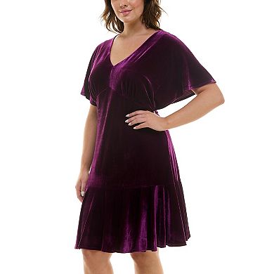 Plus Size Taylor Velvet Dolman Sleeve Dress