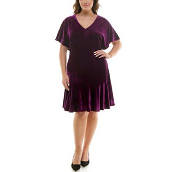 Plus Size Taylor Velvet Dolman Sleeve Dress