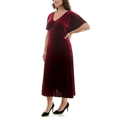 Plus Size Taylor Dolman Sleeve Stretch Velvet Dress