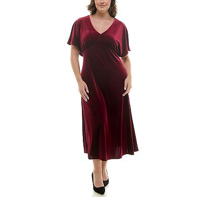 Plus Size Taylor Dolman Sleeve Stretch Velvet Dress