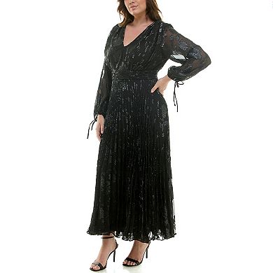 Plus Size Taylor Gathered Pleated Maxi Dress
