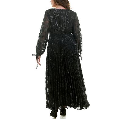 Plus Size Taylor Gathered Pleated Maxi Dress