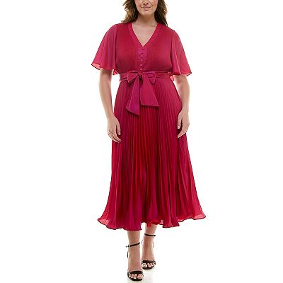 Plus Size Taylor V-Neck Pleated Skirt Maxi Dress