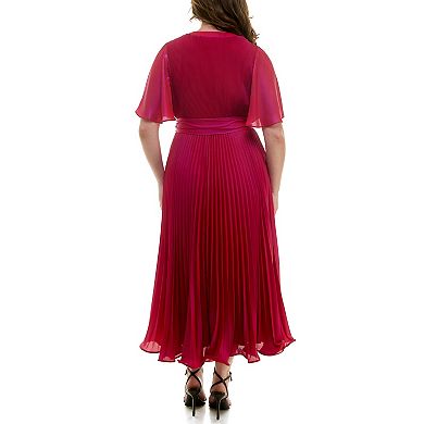 Plus Size Taylor V-Neck Pleated Skirt Maxi Dress