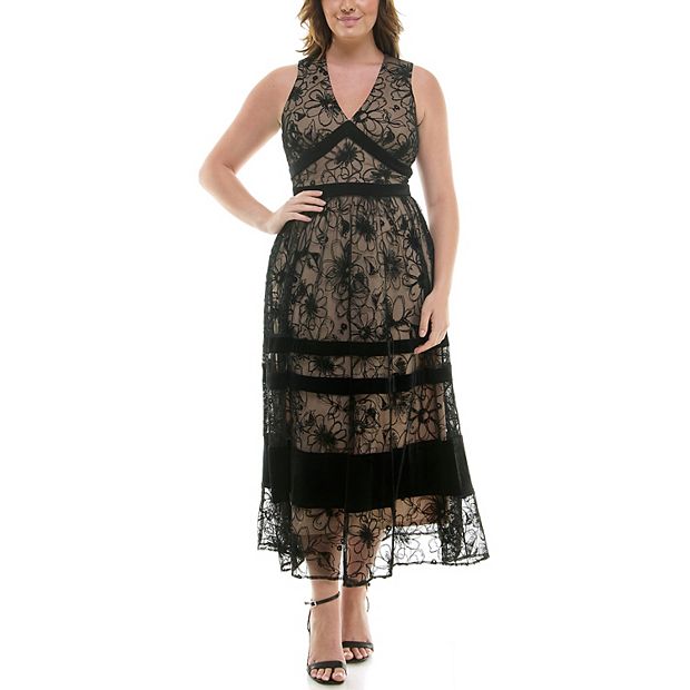 formal flocked velvet dress Flocked Mesh Lace Dress Green Velvet / XL main image 1