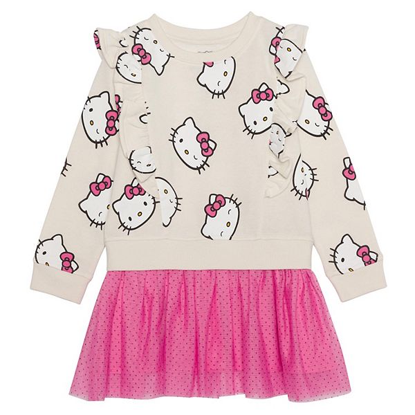 Girls 4-12 Hello Kitty Mixed Media Dress