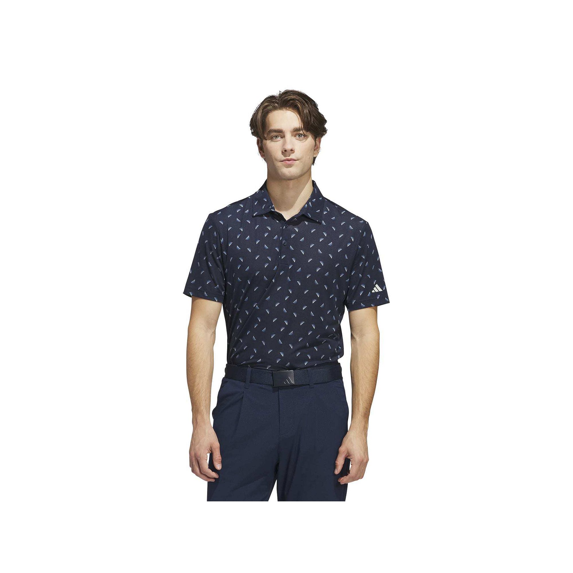 Mens adidas Ultimate365 Mesh Triangle Print Golf Polo Shirt, Size: Small, 