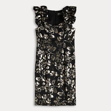 Women's Donna Ricco Sleeveless Ruffle Shoulder Midi Dress