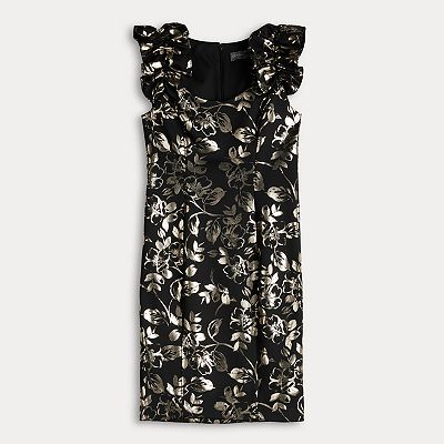 Women's Donna Ricco Sleeveless Ruffle Shoulder Midi Dress Women's Donna Ricco Sleeveless Ruffle Shoulder Midi Dress