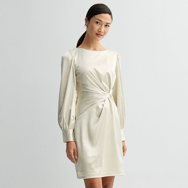 frilly long sleeve dress White Ruffle Long Sleeve Dress White (Without Plaid) / L main image 1